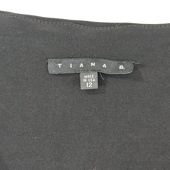 Tiana A Line Dress Women's 12 Stretch Black & Purple Stones Cap Sleeve EUC - Picture 6 of 11